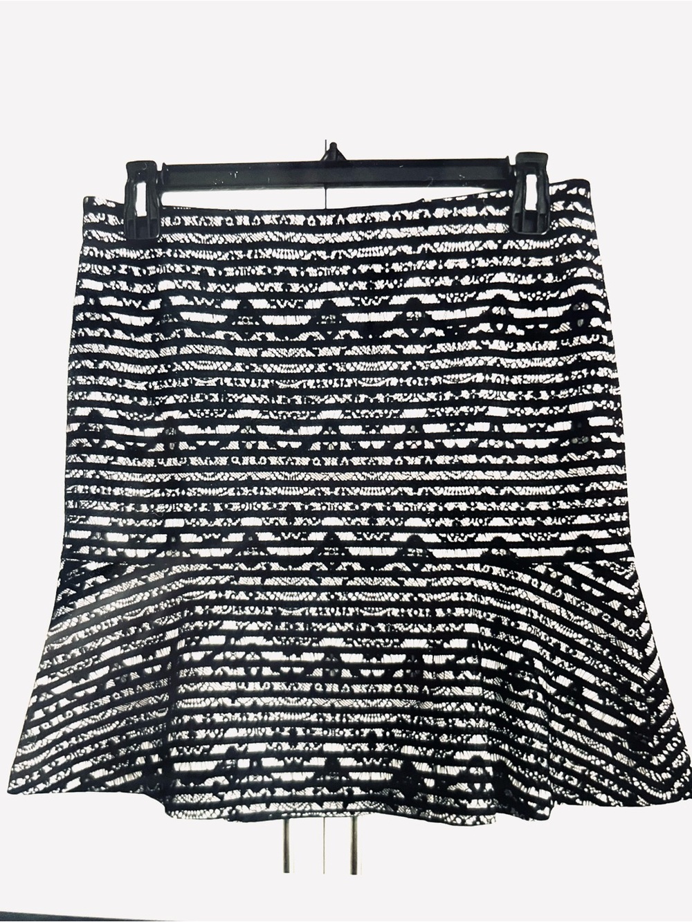 Ann Taylor Stripe Lace Embroidered Peplum Fit And Flare Skirt Size 10 EUC